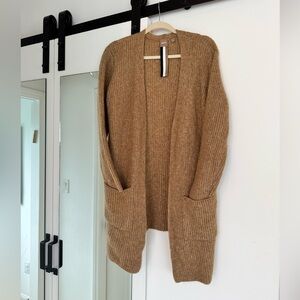 BOSS Alpaka and Wool Cardigan in Camel